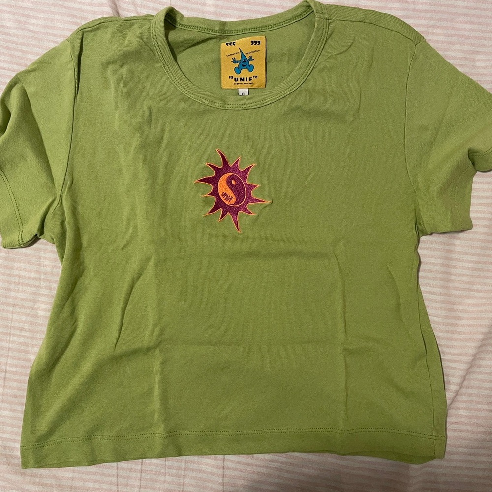 UNIF green ying yang baby tee xl